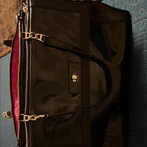 Kate Spade Glossy Black tote with Gold Accents